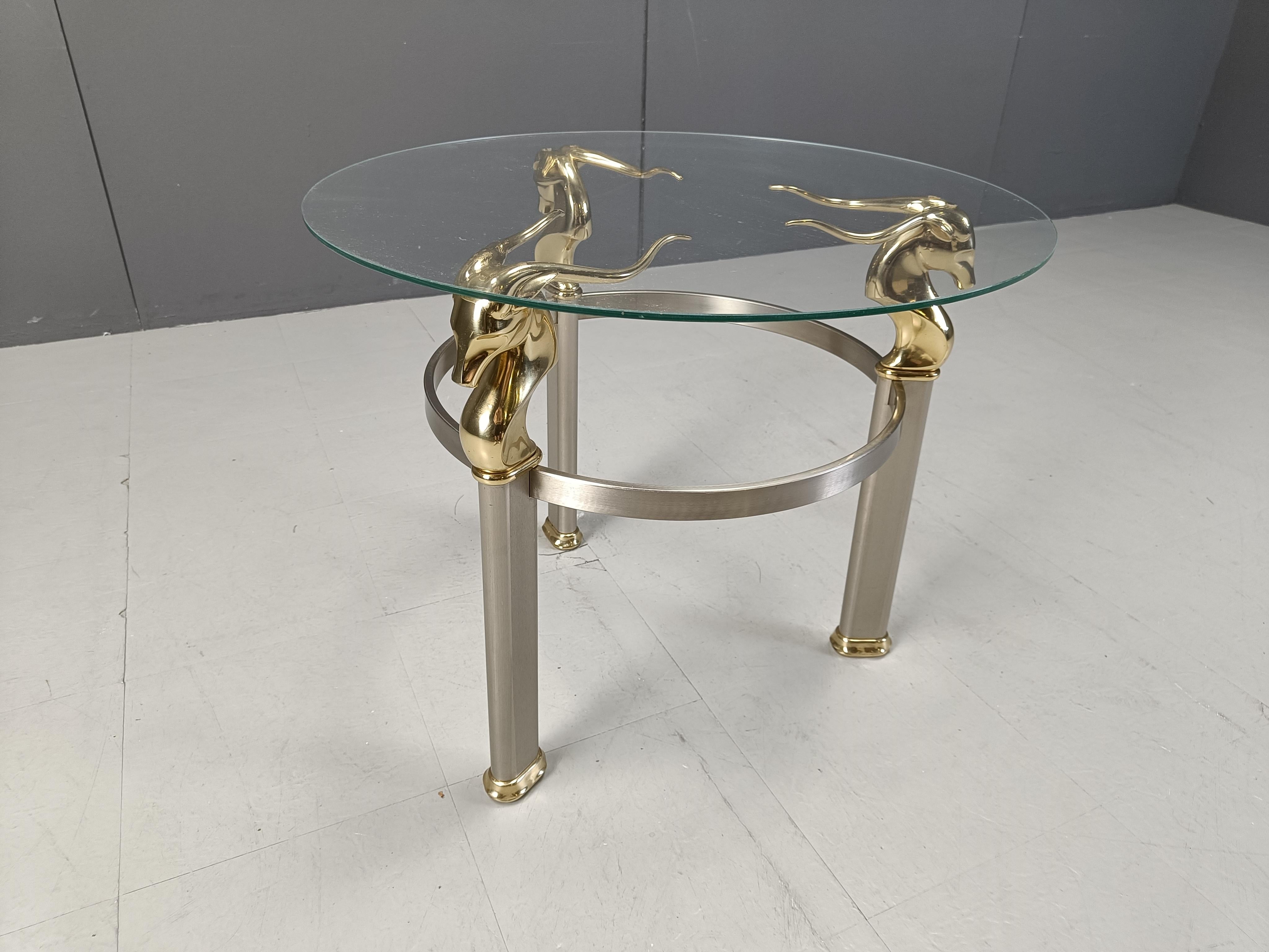 Hollywood Regency Vintage brass ibex or antilope side table, 1970s