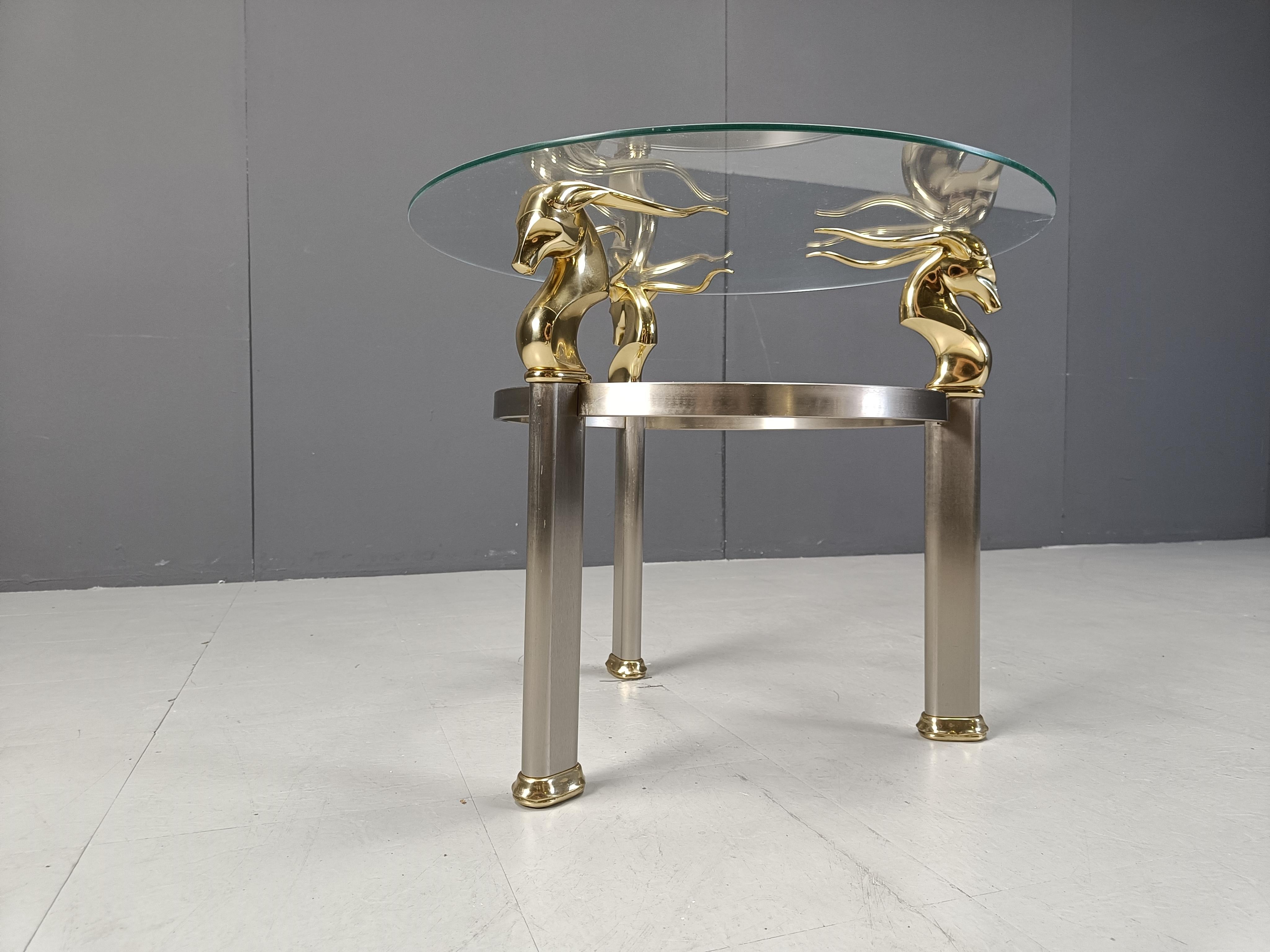 Vintage brass ibex or antilope side table, 1970s In Good Condition In Leuven, Vlaams Gewest