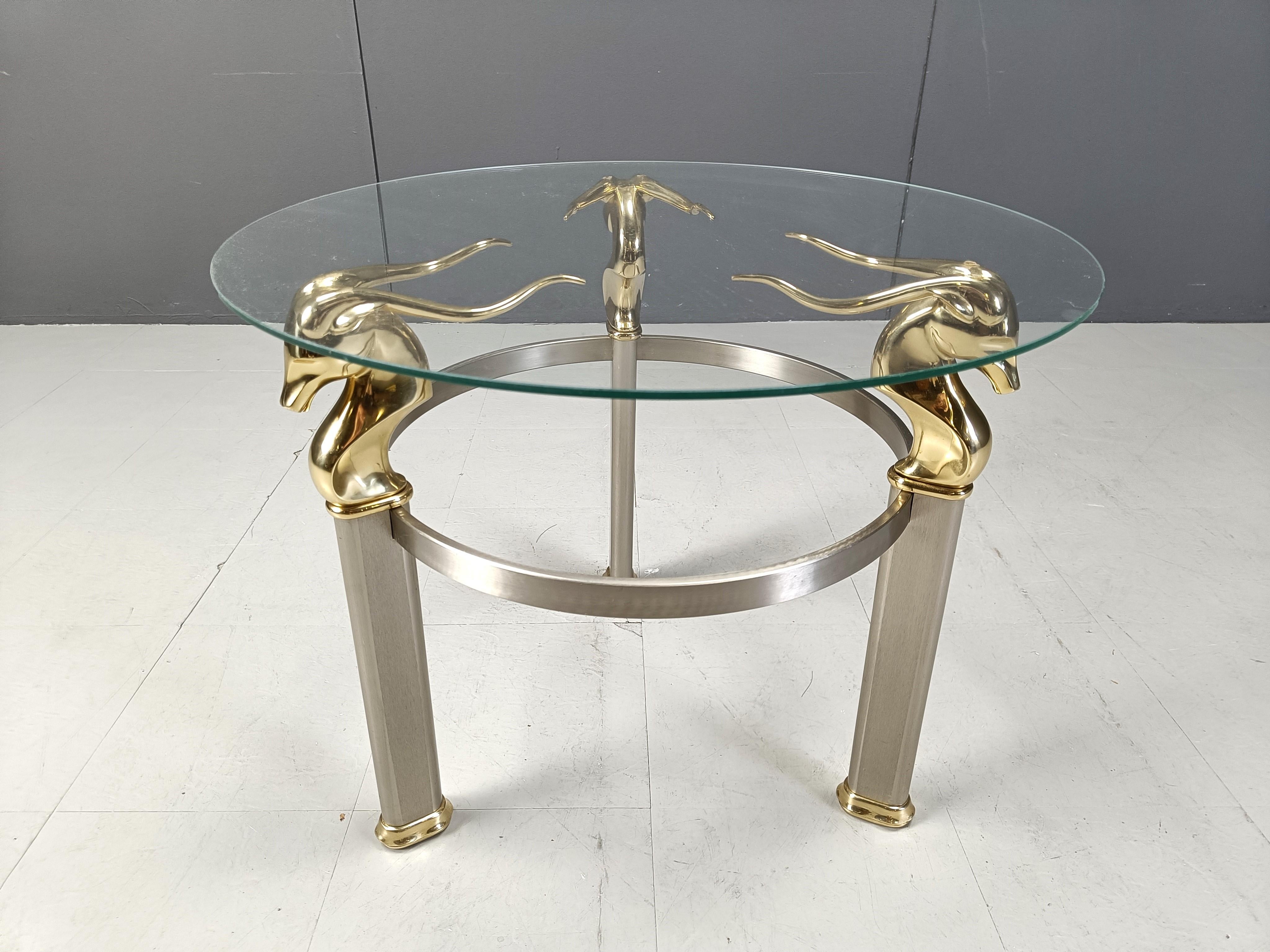 Late 20th Century Vintage brass ibex or antilope side table, 1970s