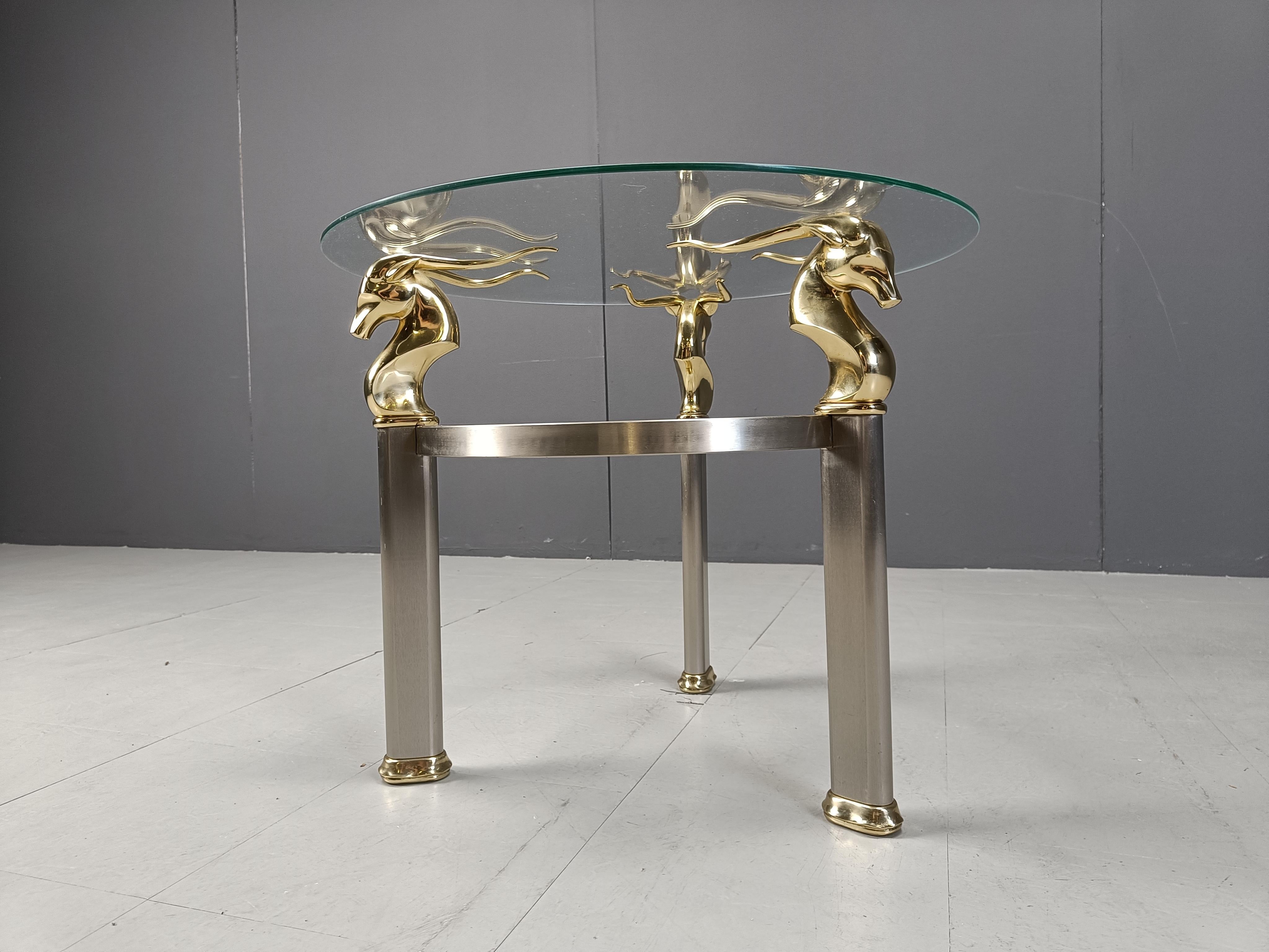 Vintage brass ibex or antilope side table, 1970s 1