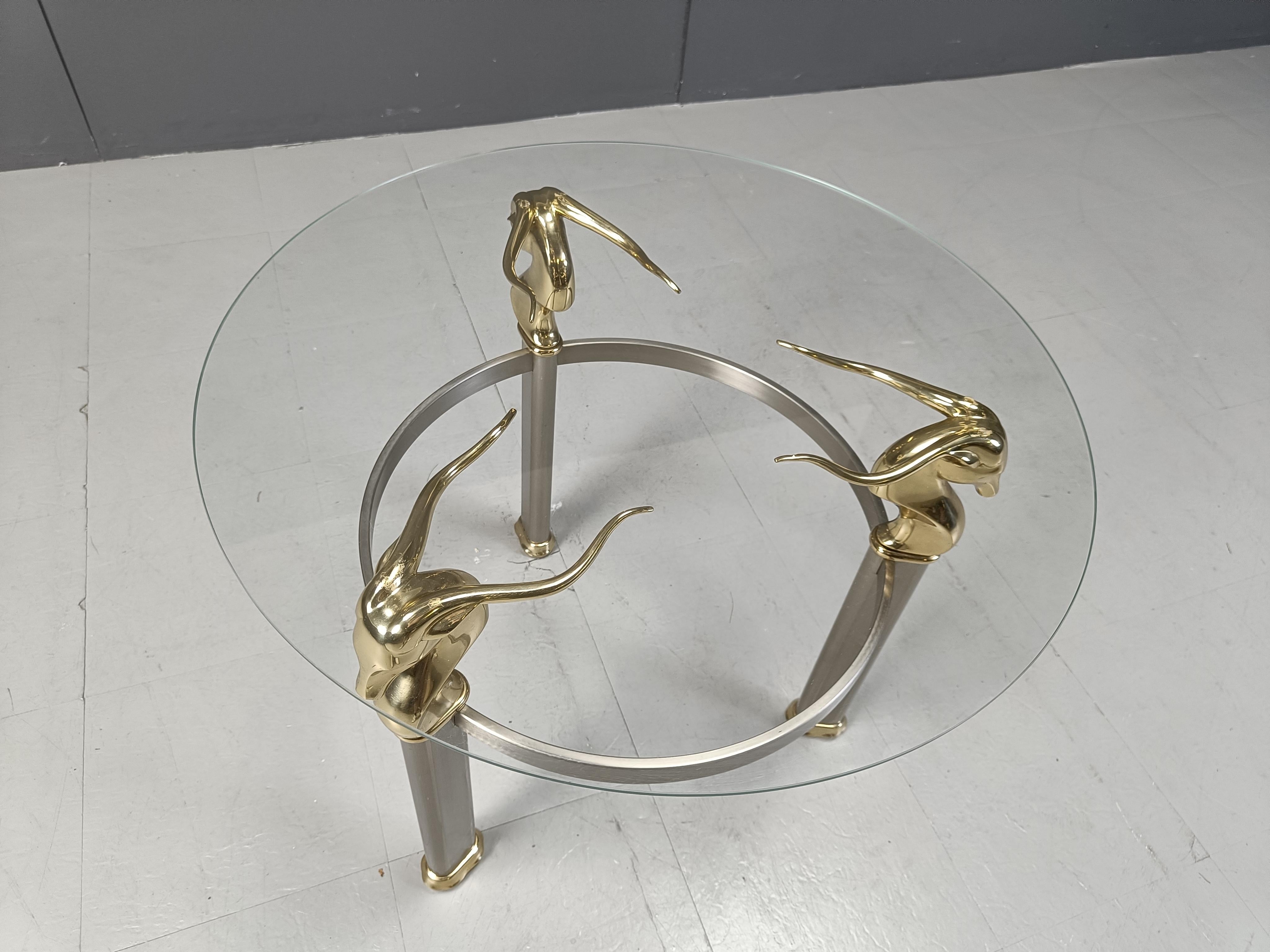 Vintage brass ibex or antilope side table, 1970s 2