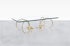 Vintage Brass Ibex Rams Head Coffee Table in the Style of Alain Chervet