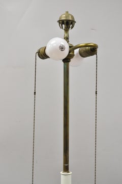 Vintage Brass Indian Moroccan Boho Chic Etched Brass Side Table Pole Floor Lamp