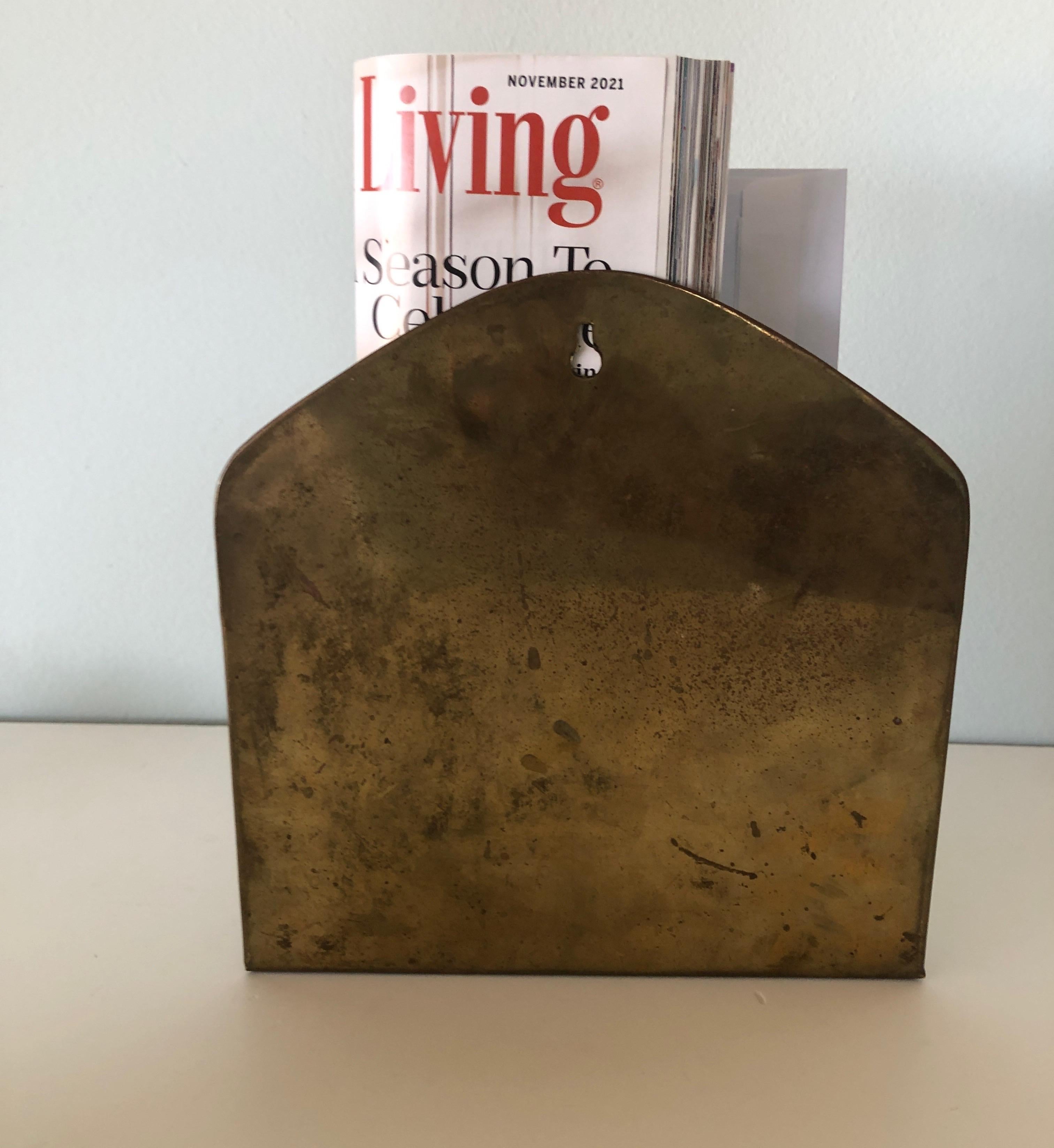 Vintage Brass Indian Repousse Style Wall Letter Holder In Good Condition In Oakland Park, FL