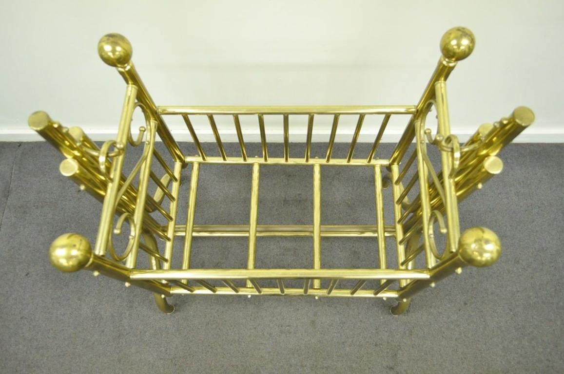 Vintage Brass Infant Cradle Rocking Crib Victorian Corsican Cygnet Style For Sale 2