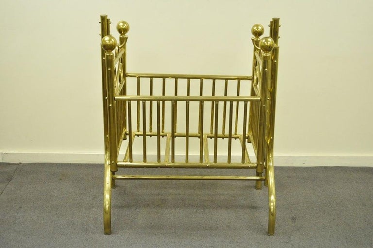 Vintage Brass Infant Cradle Rocking Crib Victorian Corsican