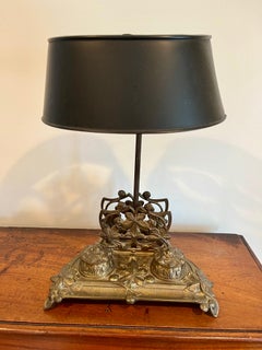 Lámpara de escritorio tintero de latón vintage