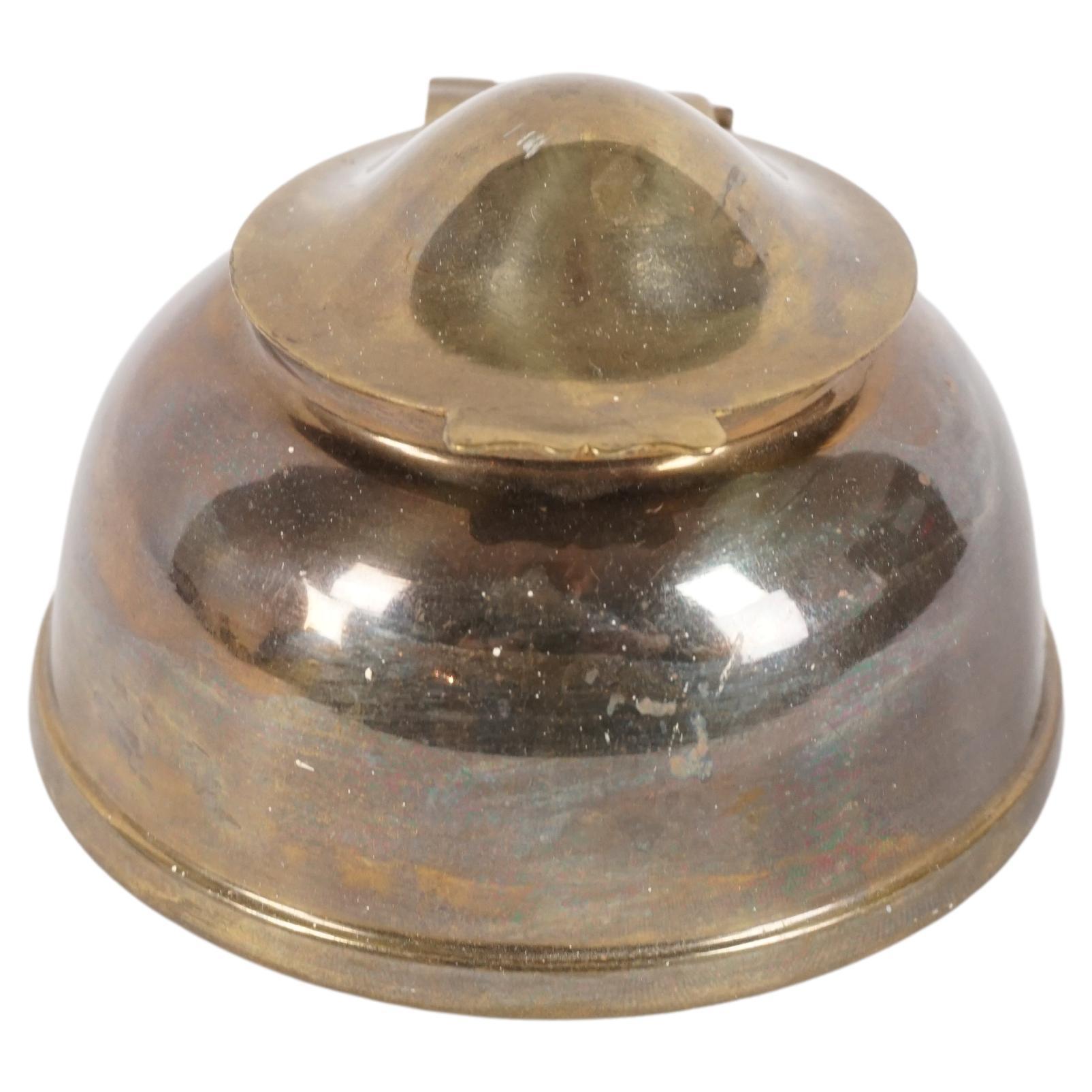 Vintage Brass Inkwell, Silver Plated, Scotland, 1940