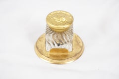 Vintage Brass Inkwell, Single Inkstand, England 1930, H305