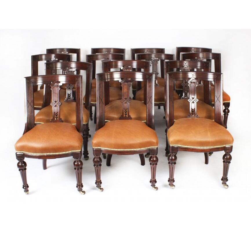 Table de salle à manger vintage en laiton incrusté 20ème siècle et 14 chaises athénéennes anciennes 19ème siècle 8