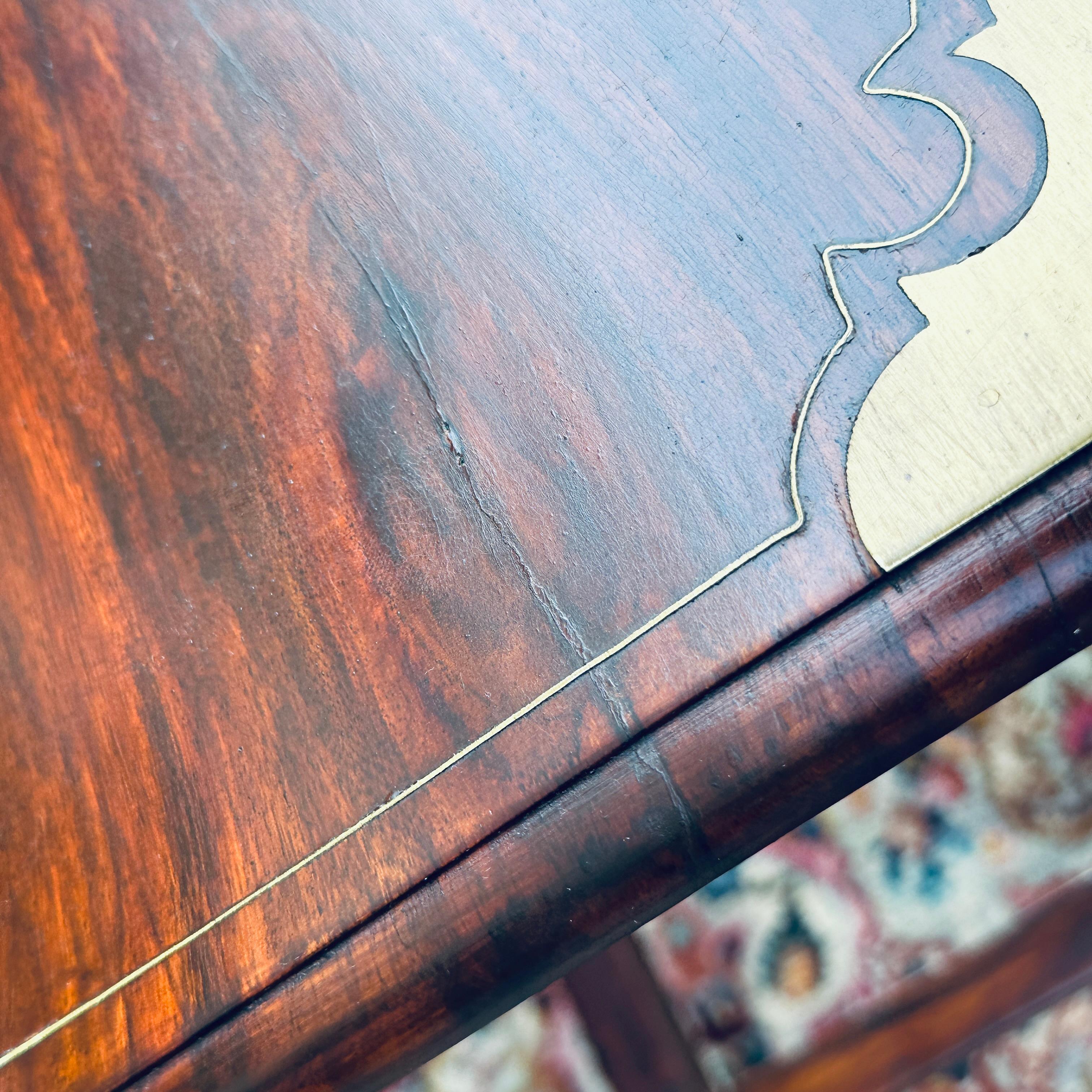 Vintage Brass Inlaid Solid Rosewood Nesting Tables - Set 4 For Sale 2