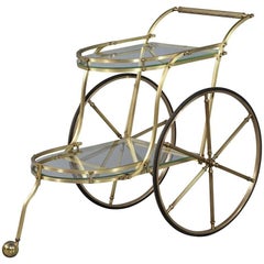 Vintage Brass Italian Bar Tea Trolley