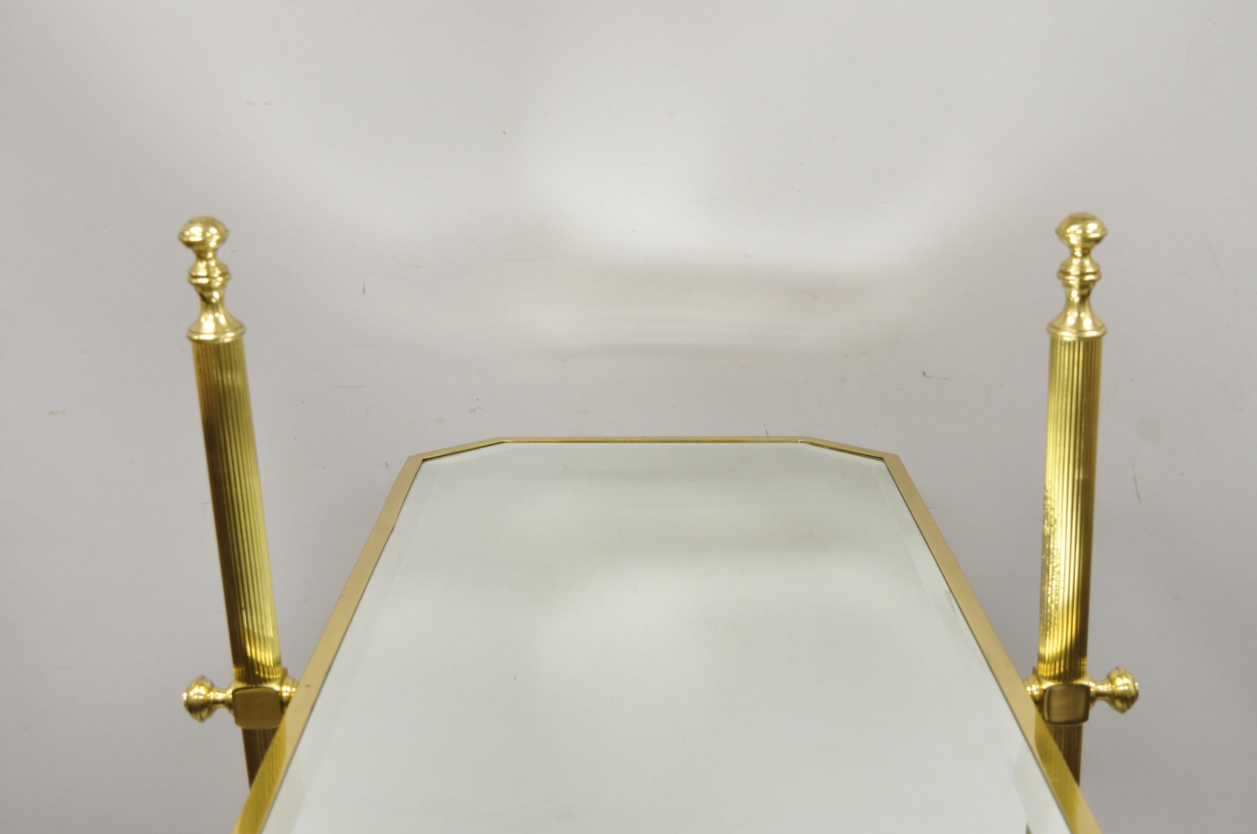 Vintage Brass Italian Neoclassical Cheval Standing Dressing Floor Beveled Mirror 3