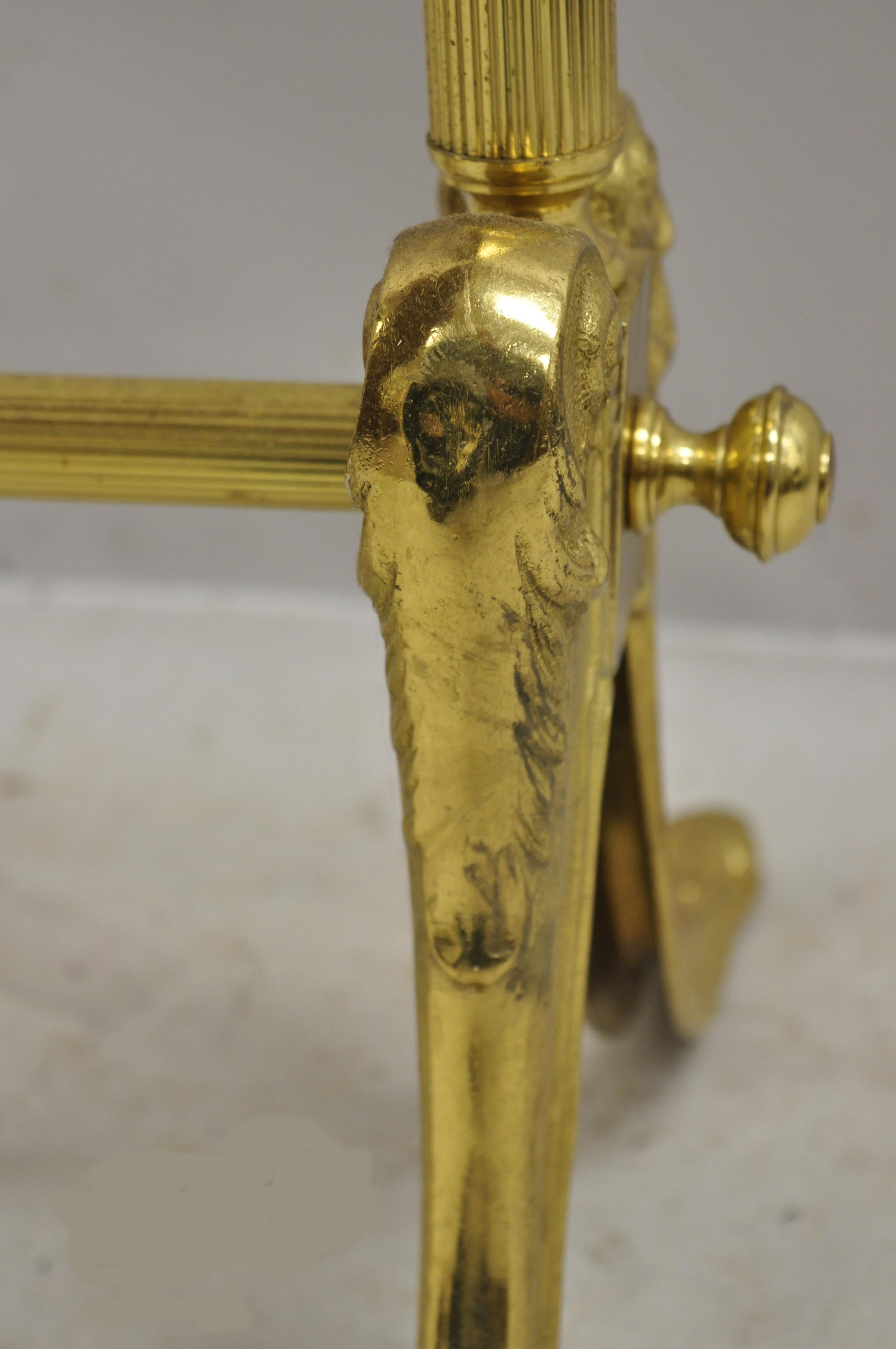 Vintage Brass Italian Neoclassical Cheval Standing Dressing Floor Beveled Mirror 2