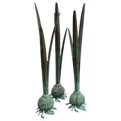 Vintage Brass Italian Onion Tapered Candle Holders - a Set of 3