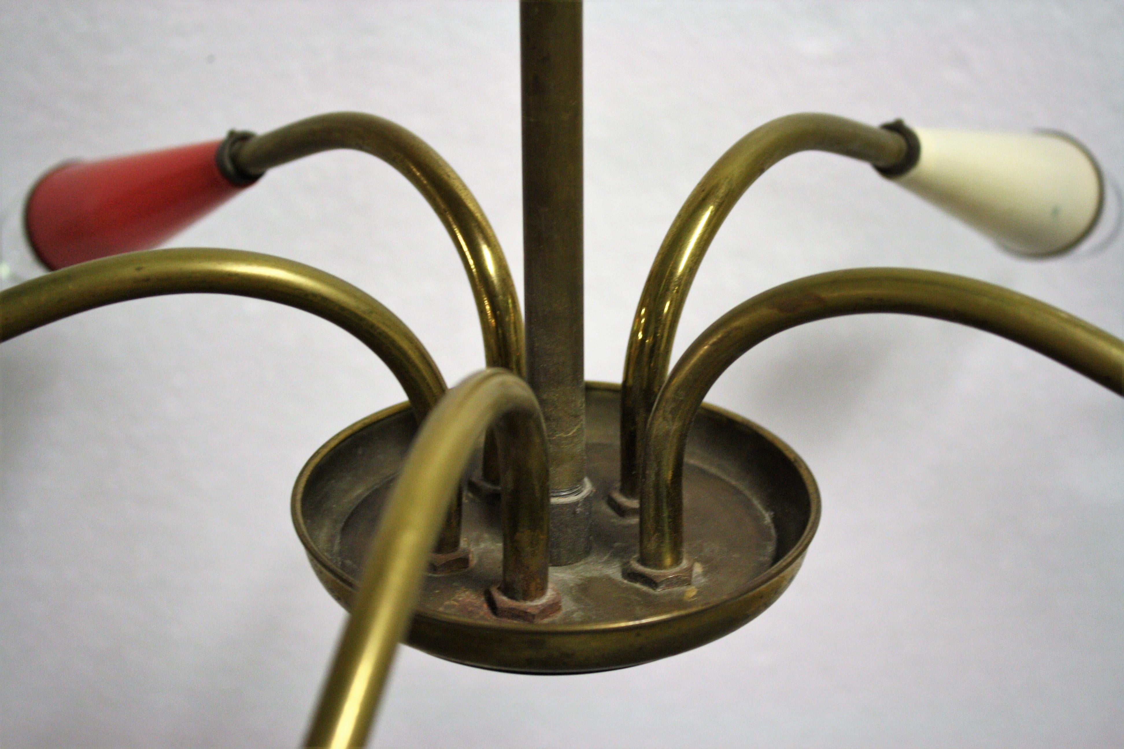 Vintage Brass Italian Spider Chandelier, 1950s 4