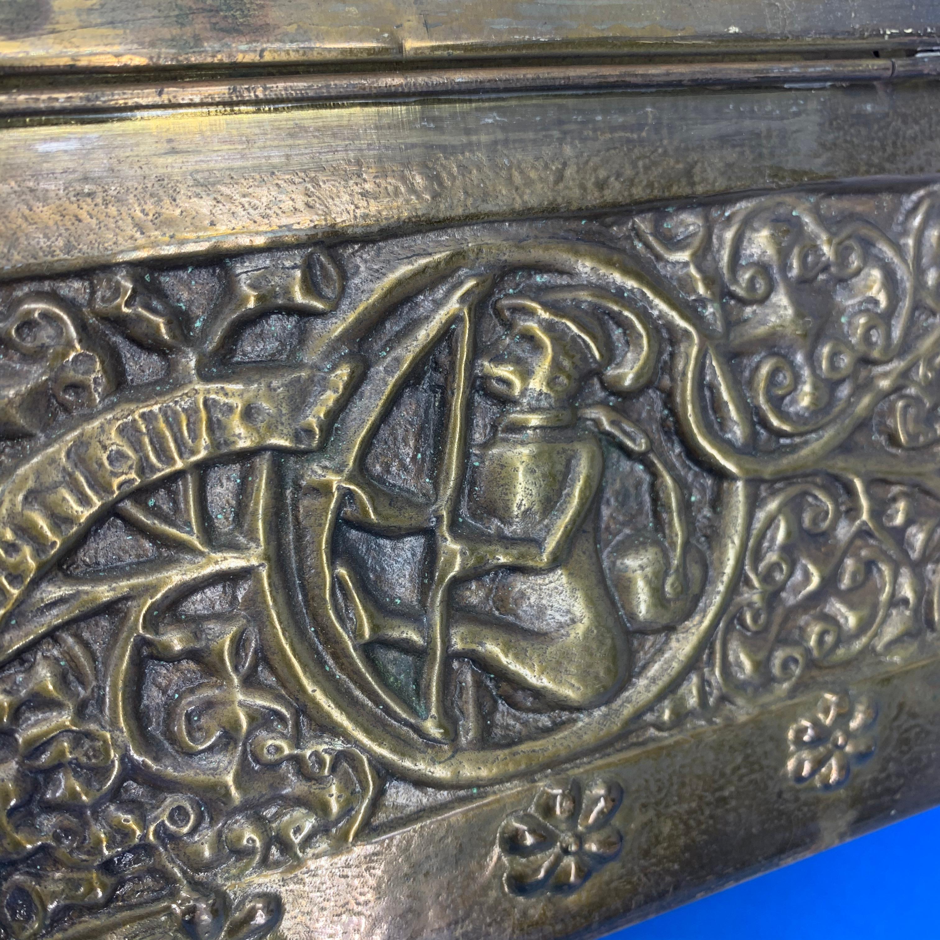 Vintage Brass Jewelry Box With Religious Scenes 4