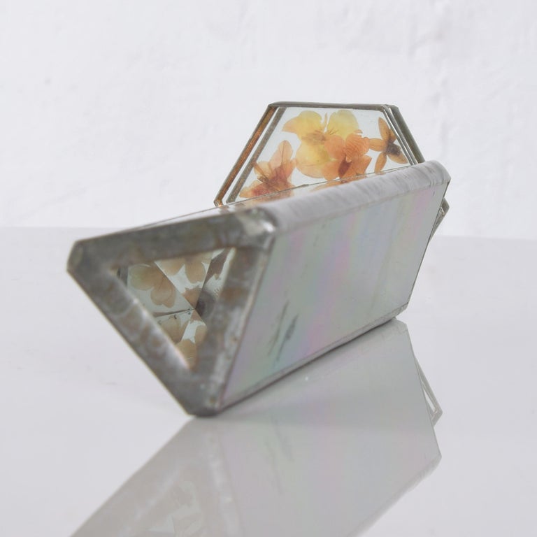 Vintage Brass Kaleidoscope Stained Art Glass Iridescent Colors Double