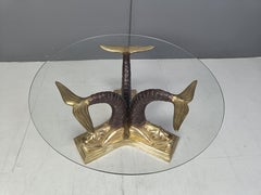 Vintage brass koi coffee table, 1960s