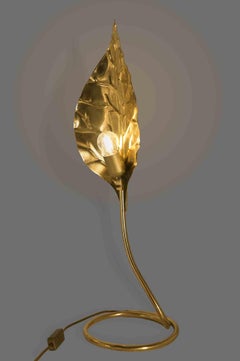 Vintage Brass Lamp Leaf by Tommaso Barbi for Bottega Gadda, Italy, circa 1970s