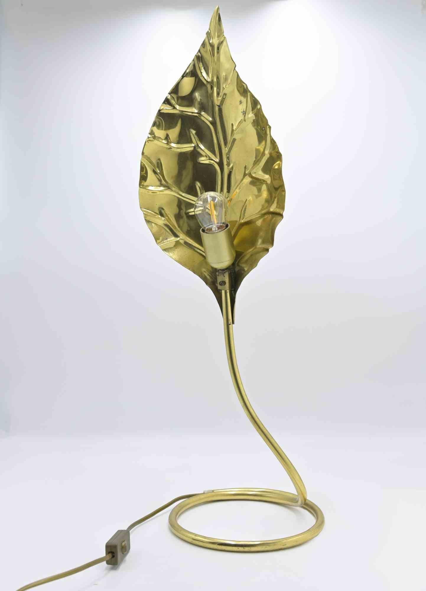 Vintage Brass Lamp Leaf by Tommaso Barbi for Bottega Gadda, Italy, circa 1970s 1
