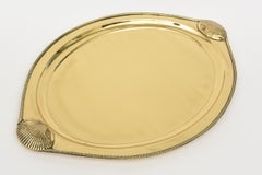 Vintage Messing große ovale Tablett mit Shell-Design Barware
