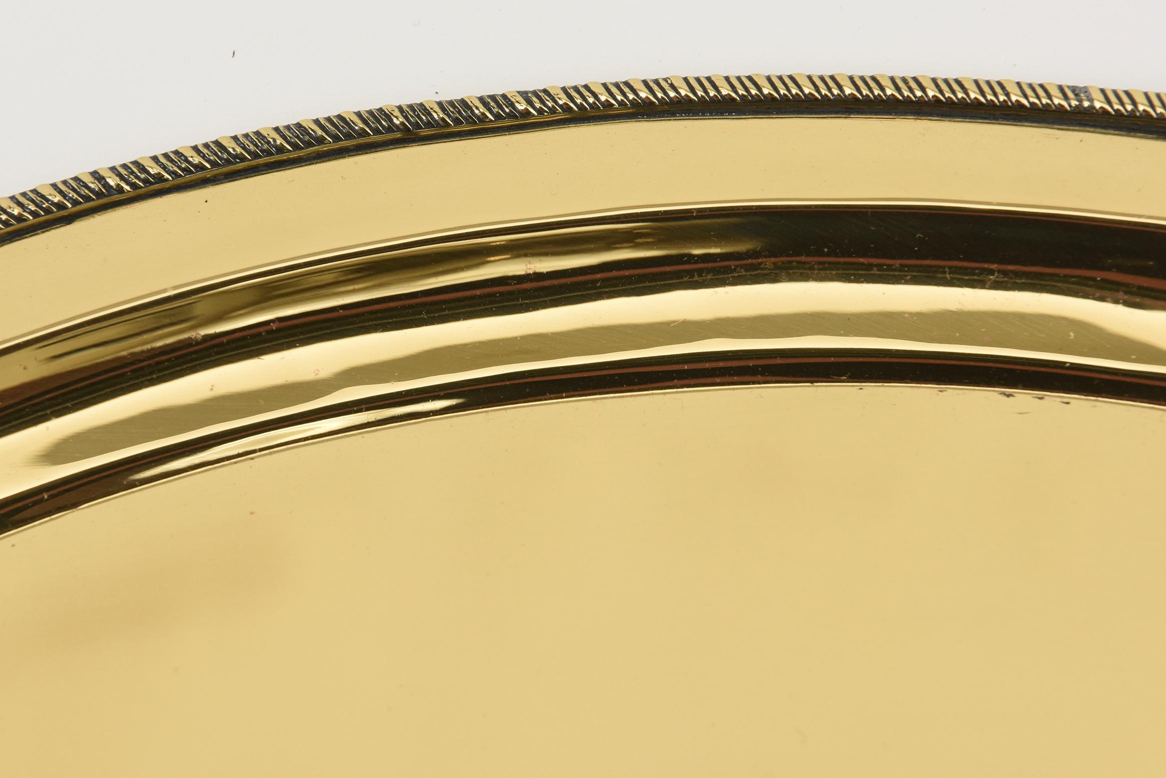 Fin du 20e siècle Vintage Brass Large Oval Shell Design Tray Barware en vente