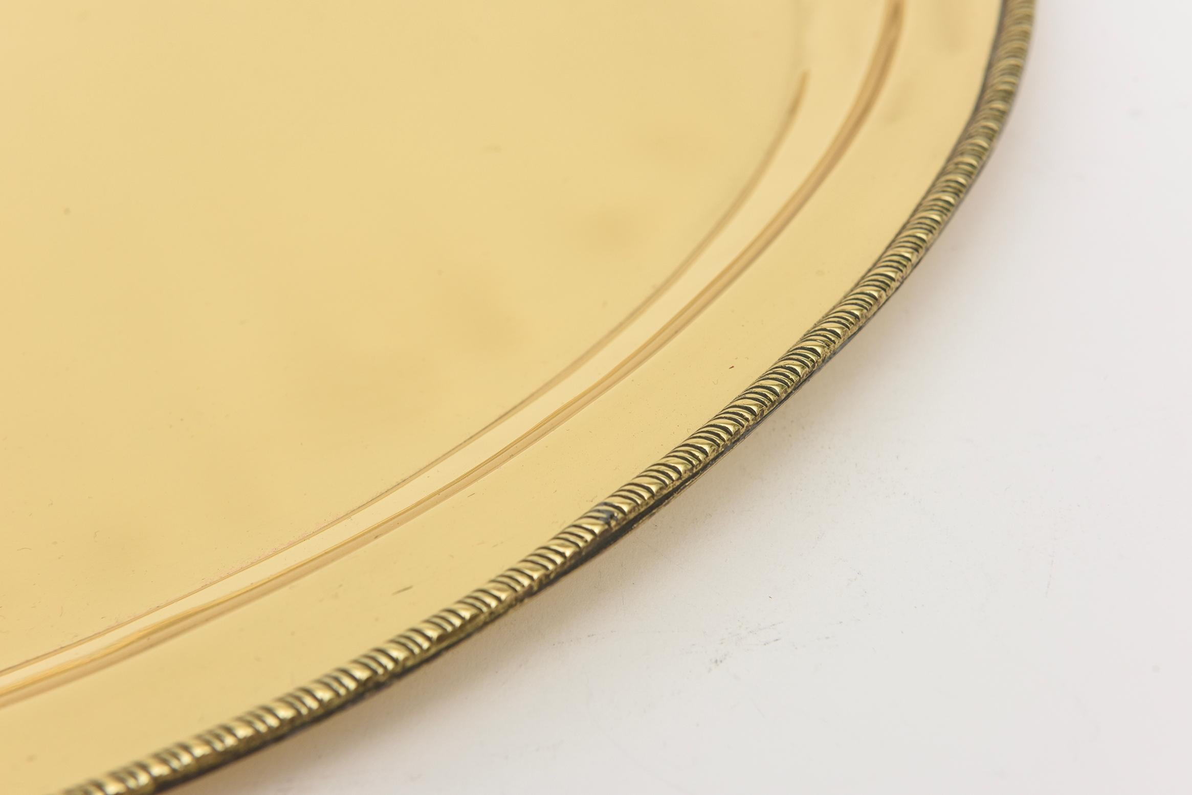 Laiton Vintage Brass Large Oval Shell Design Tray Barware en vente
