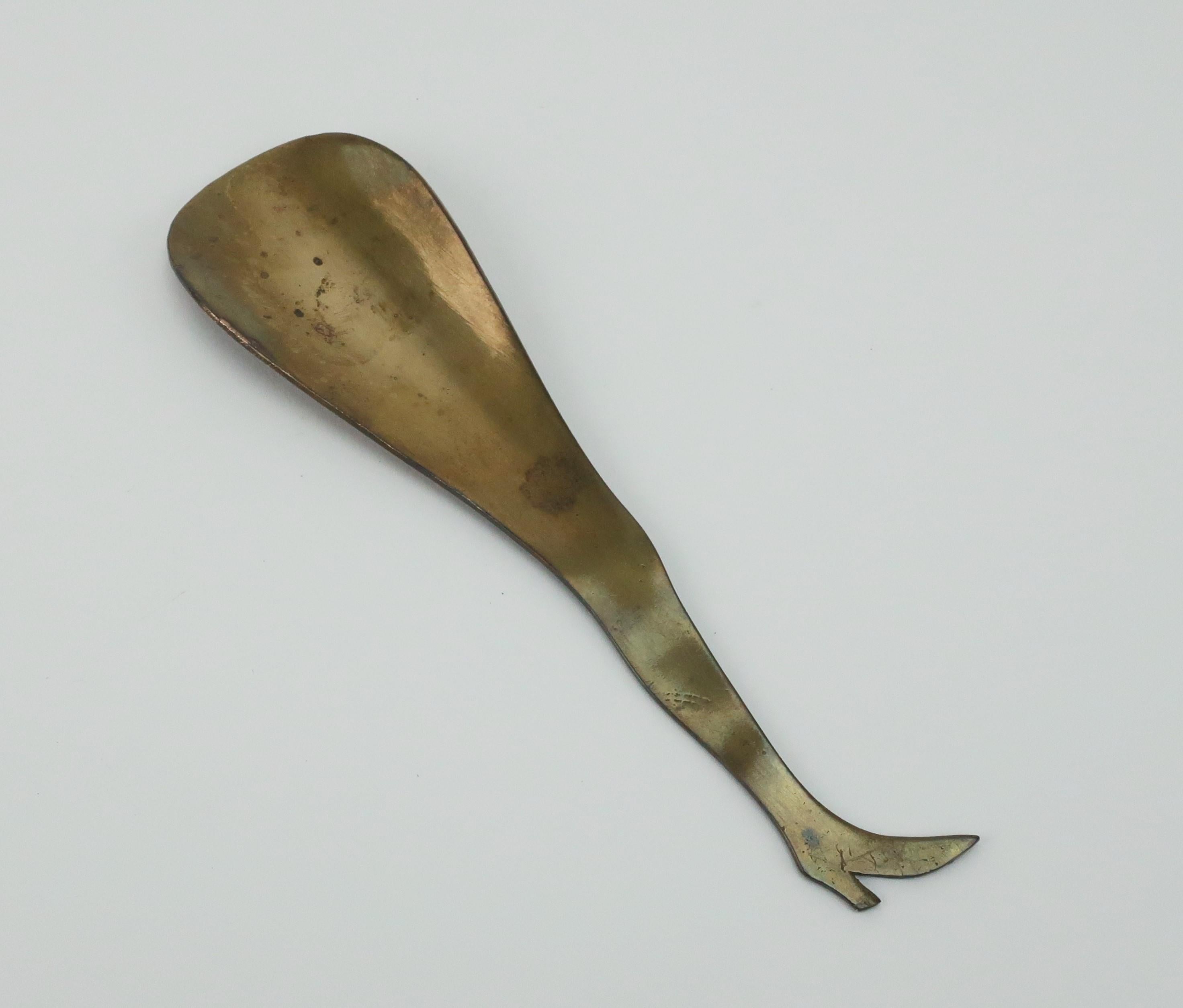 Vintage Brass Leg Shaped Shoe Horn 1