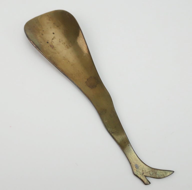 Vintage Brass Leg Shaped Shoe Horn For Sale at 1stDibs
