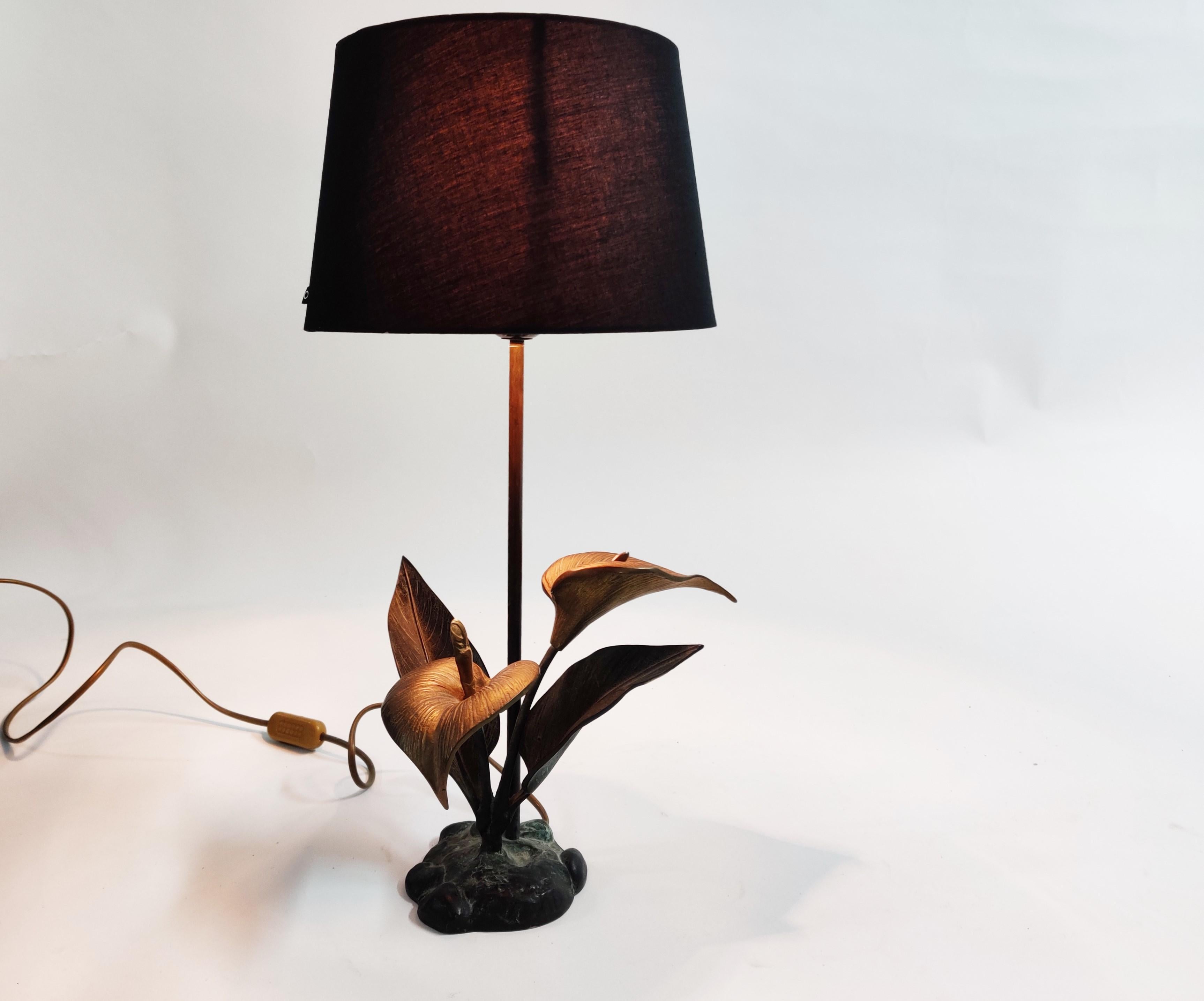 vintage brass flower lamp