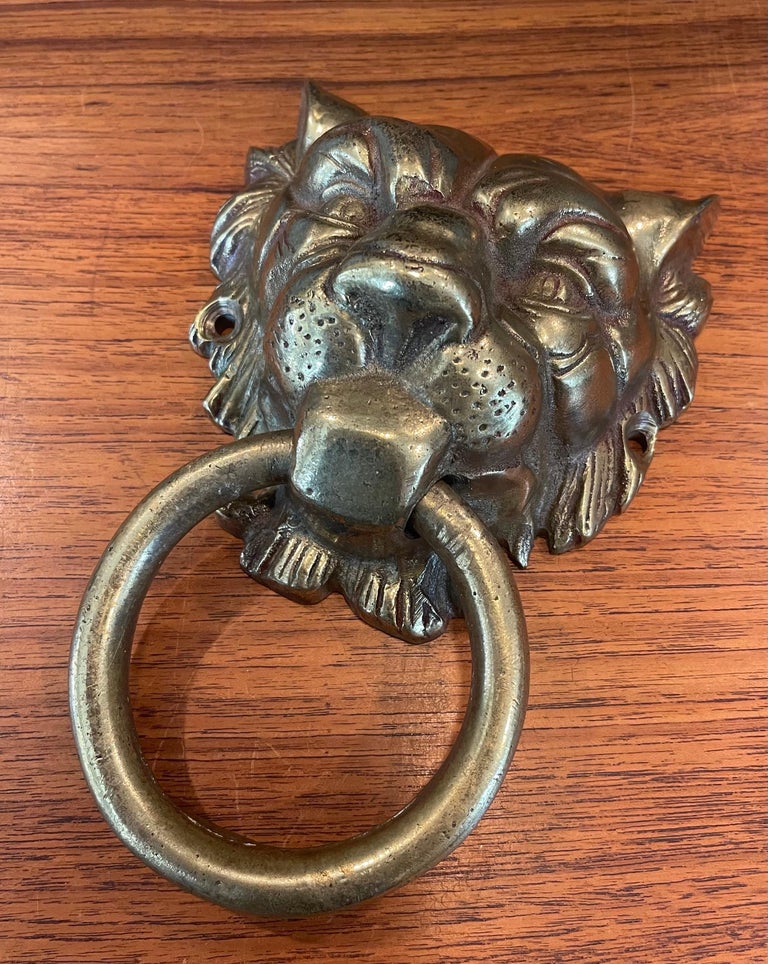 Vintage Brass Lion Head Door Knocker For Sale at 1stDibs