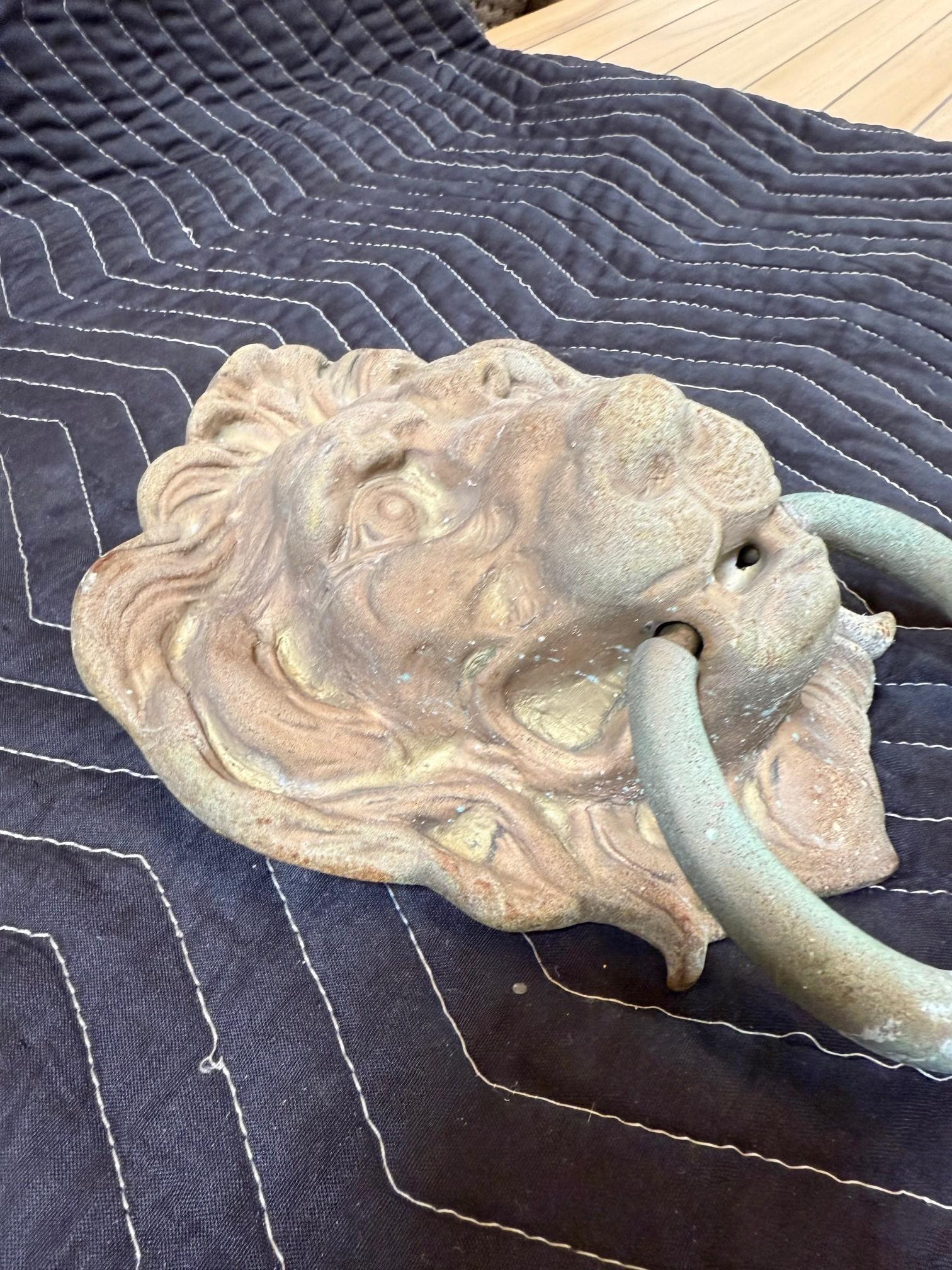 20th Century Vintage Brass Lion Head Door Knocker For Sale