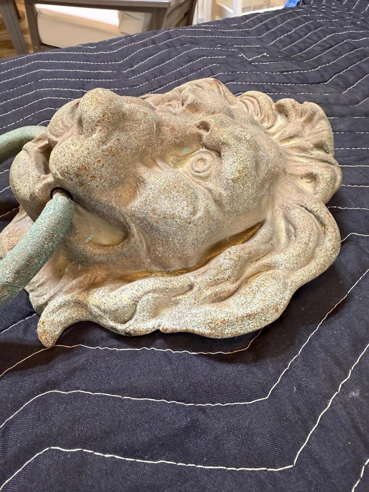 Vintage Brass Lion Head Door Knocker For Sale 1