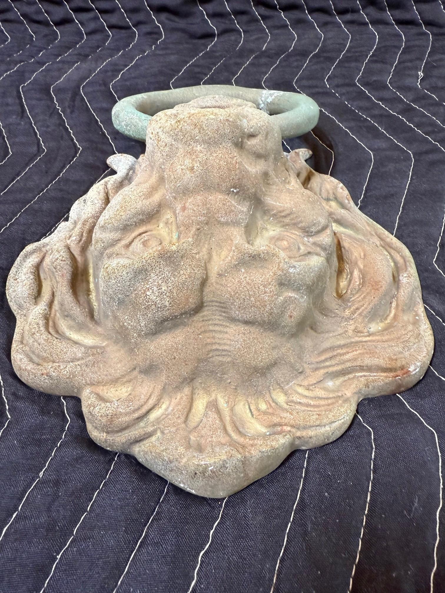 Vintage Brass Lion Head Door Knocker For Sale 2