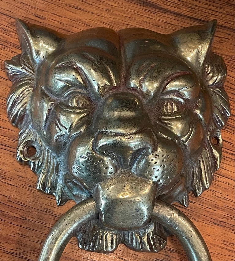 Vintage Brass Lion Head Door Knocker For Sale at 1stDibs