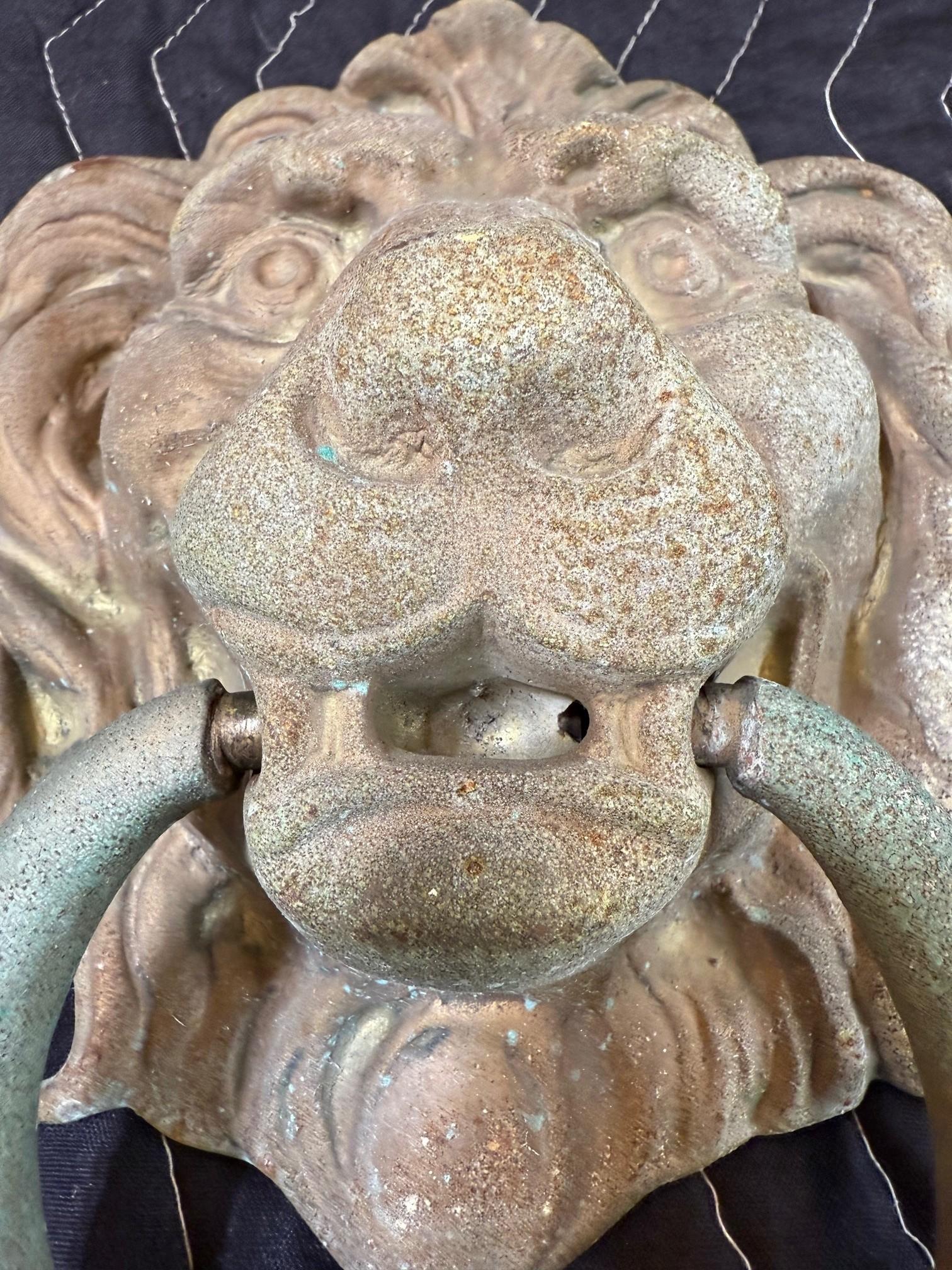 Vintage Brass Lion Head Door Knocker For Sale 3