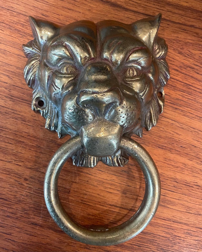 Vintage Brass Lion Head Door Knocker For Sale at 1stDibs