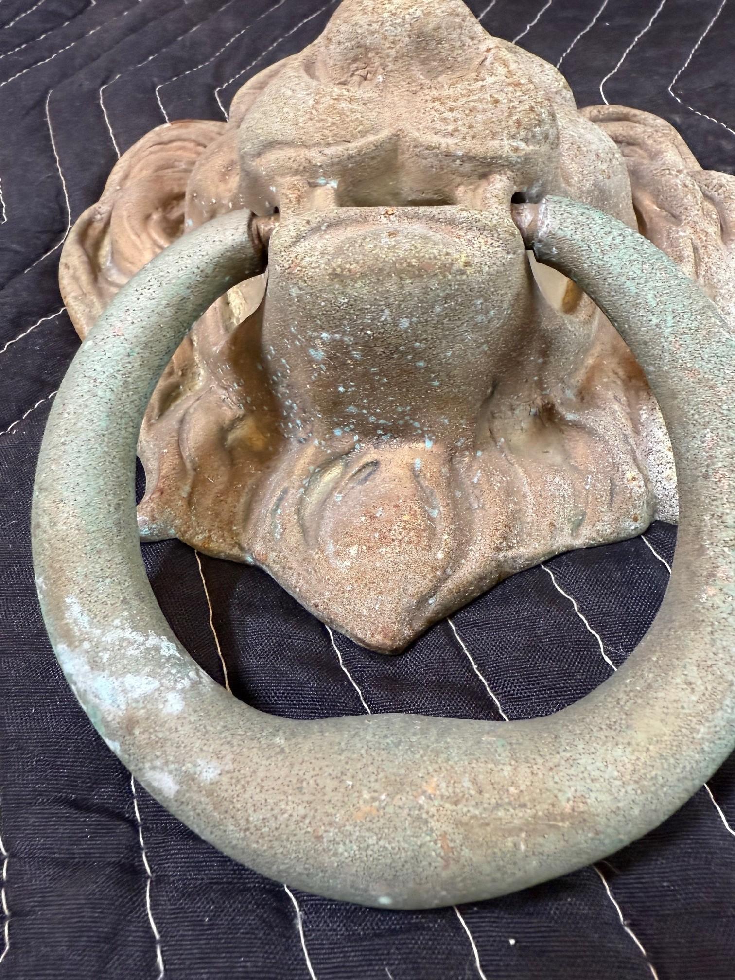 Vintage Brass Lion Head Door Knocker For Sale 4