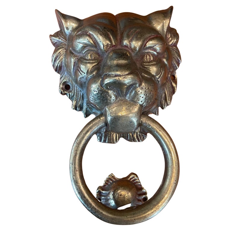 Vintage Brass Lion Head Door Knocker For Sale at 1stDibs