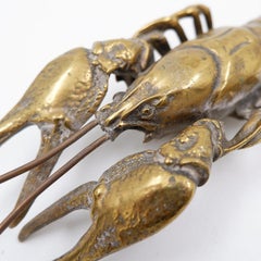 Vintage Brass Lobster Sculpture, 20th Century Decorative Art, 17cm