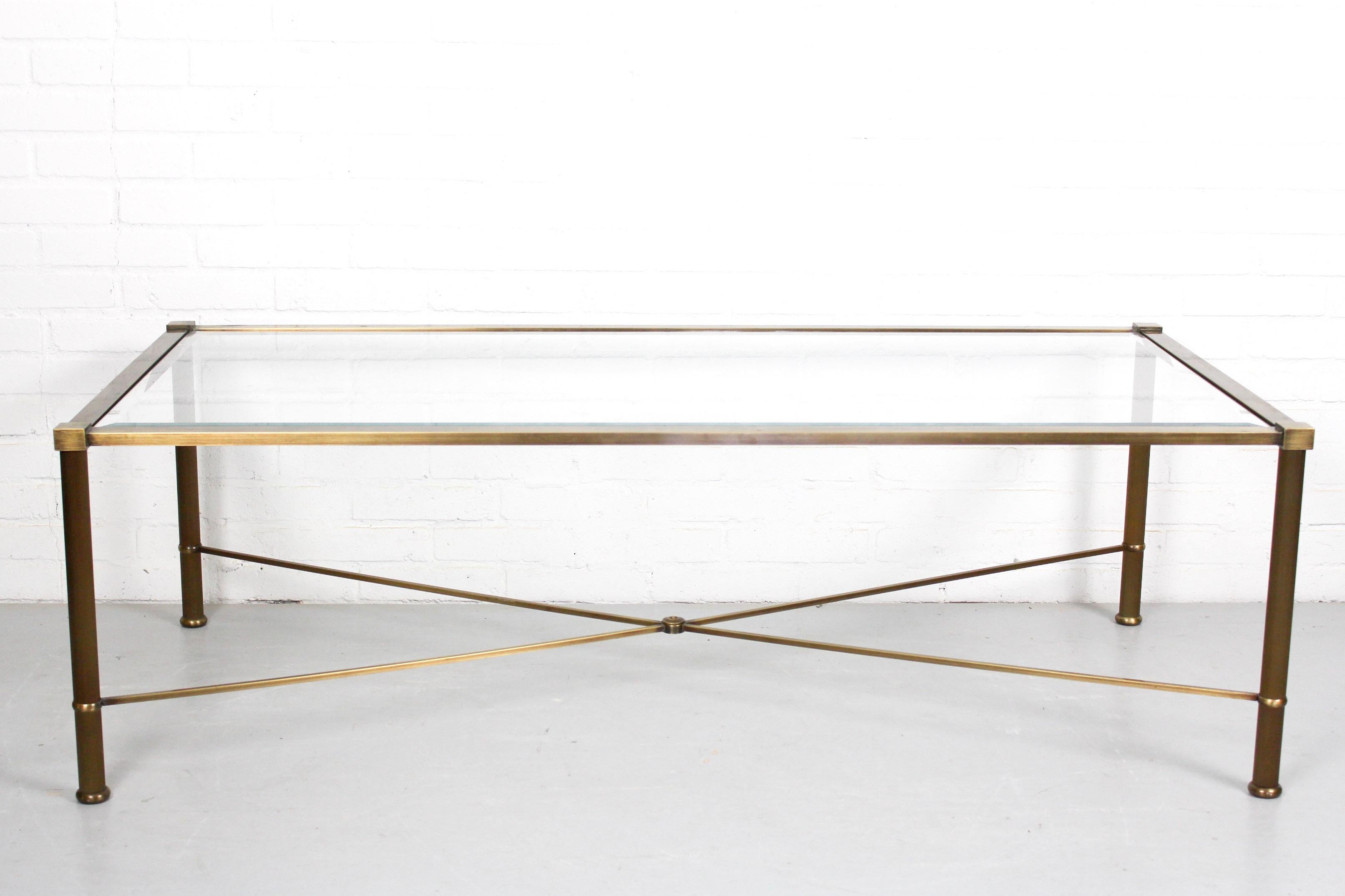 20th Century Vintage Brass-Look and Facet Glass Side Table, 1960s