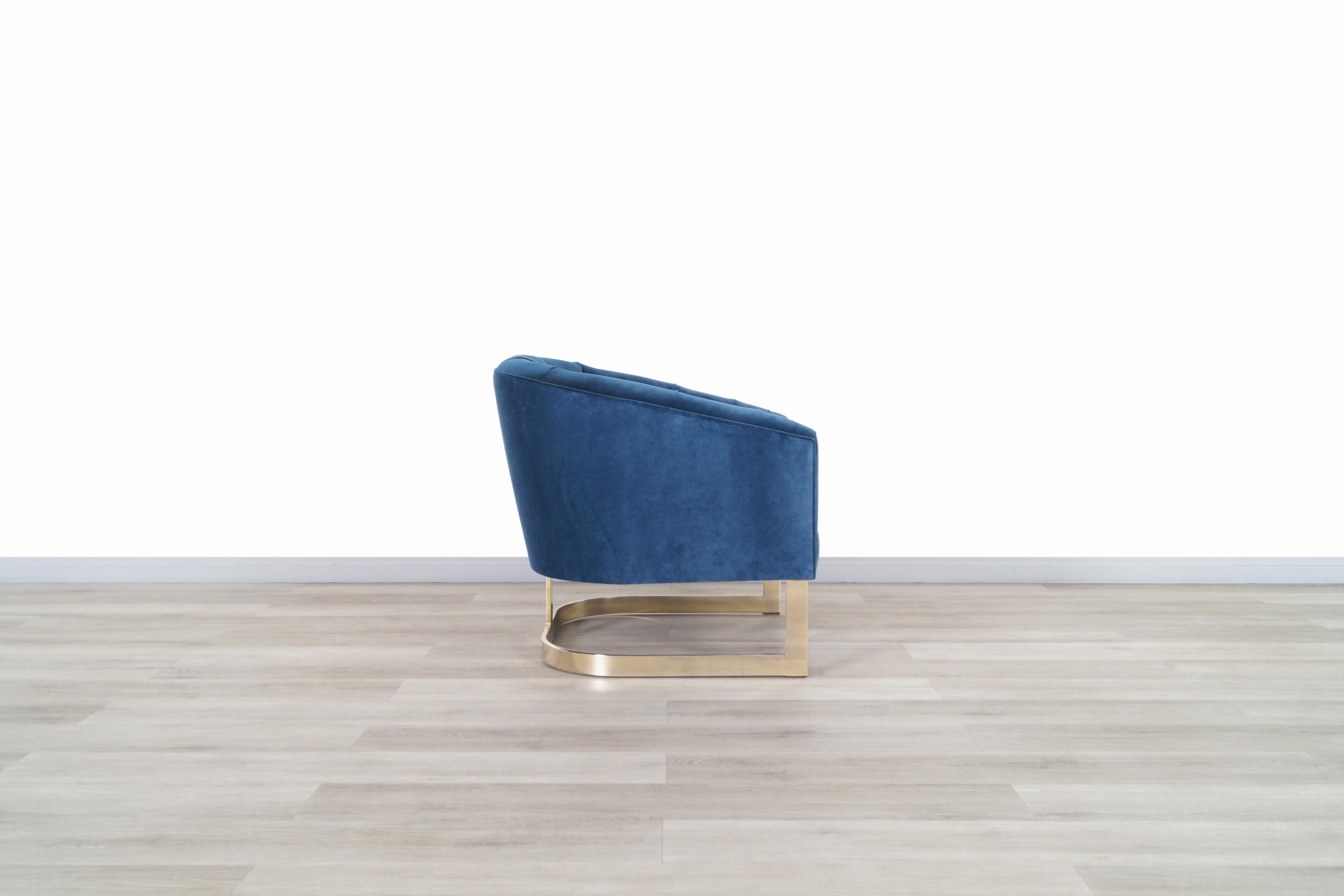 Vintage Brass Lounge Chairs Attributed to Milo Baughman 5