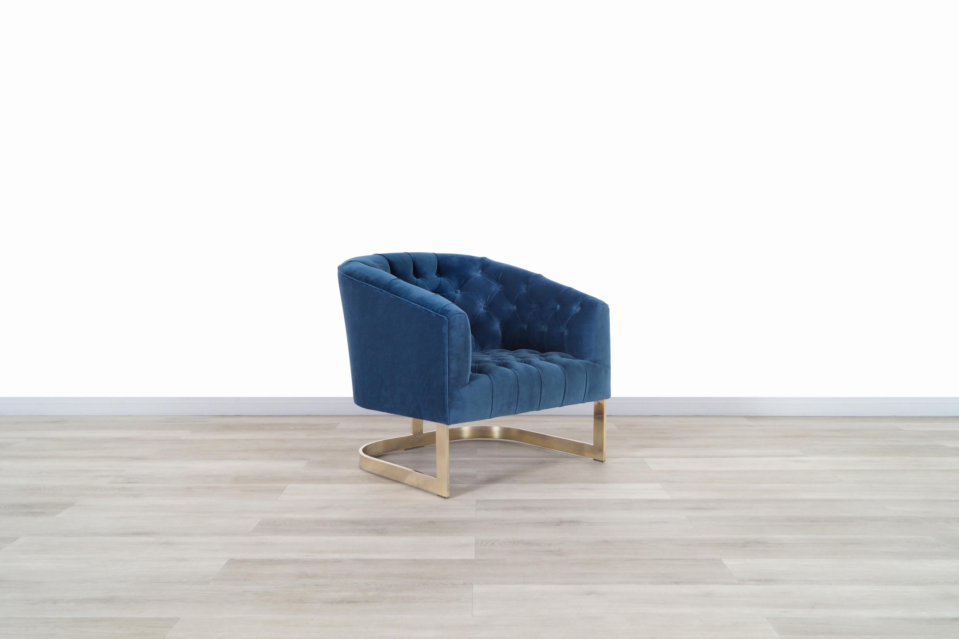 Vintage Brass Lounge Chairs Attributed to Milo Baughman 1