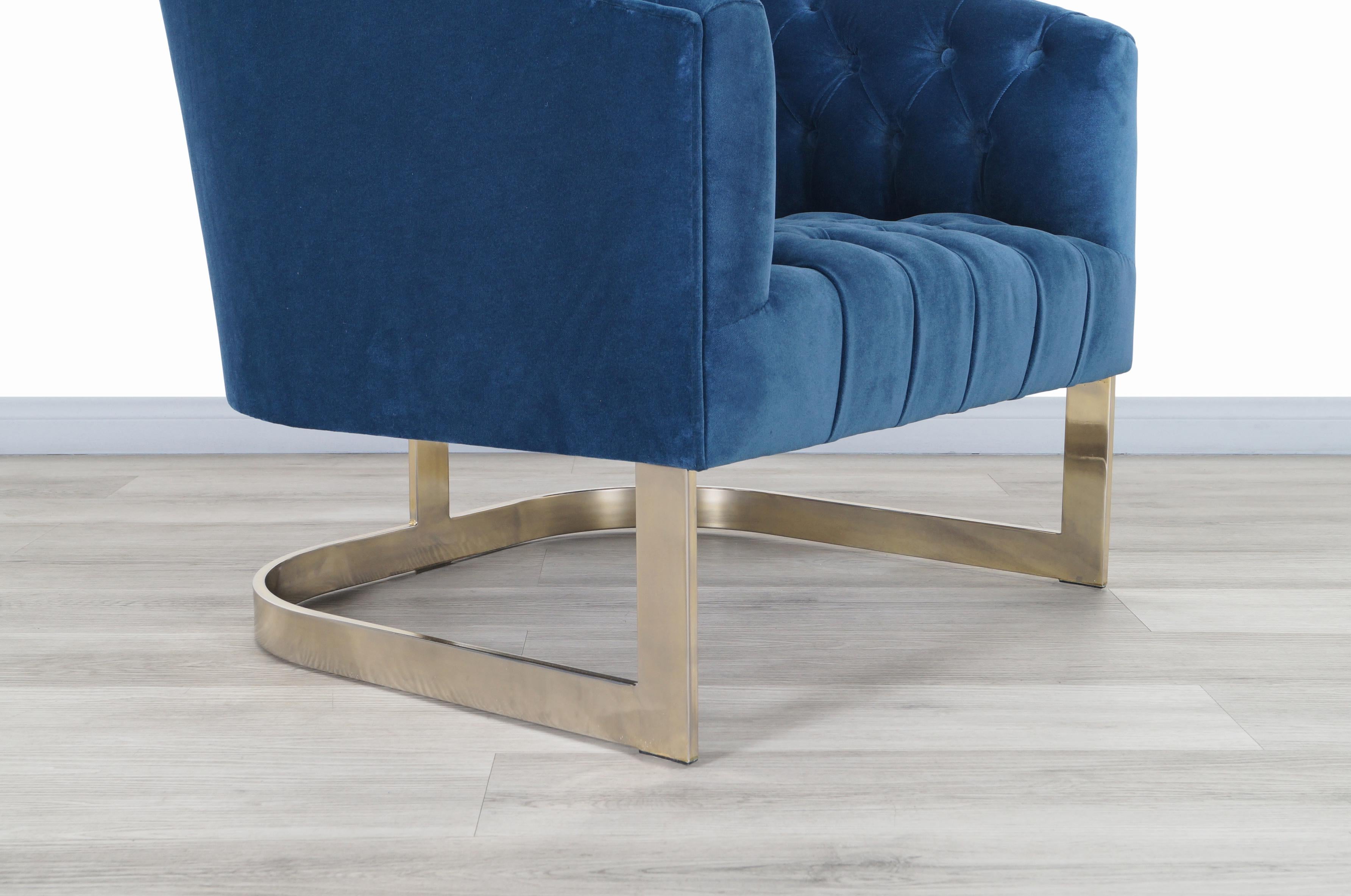 Vintage Brass Lounge Chairs Attributed to Milo Baughman 2