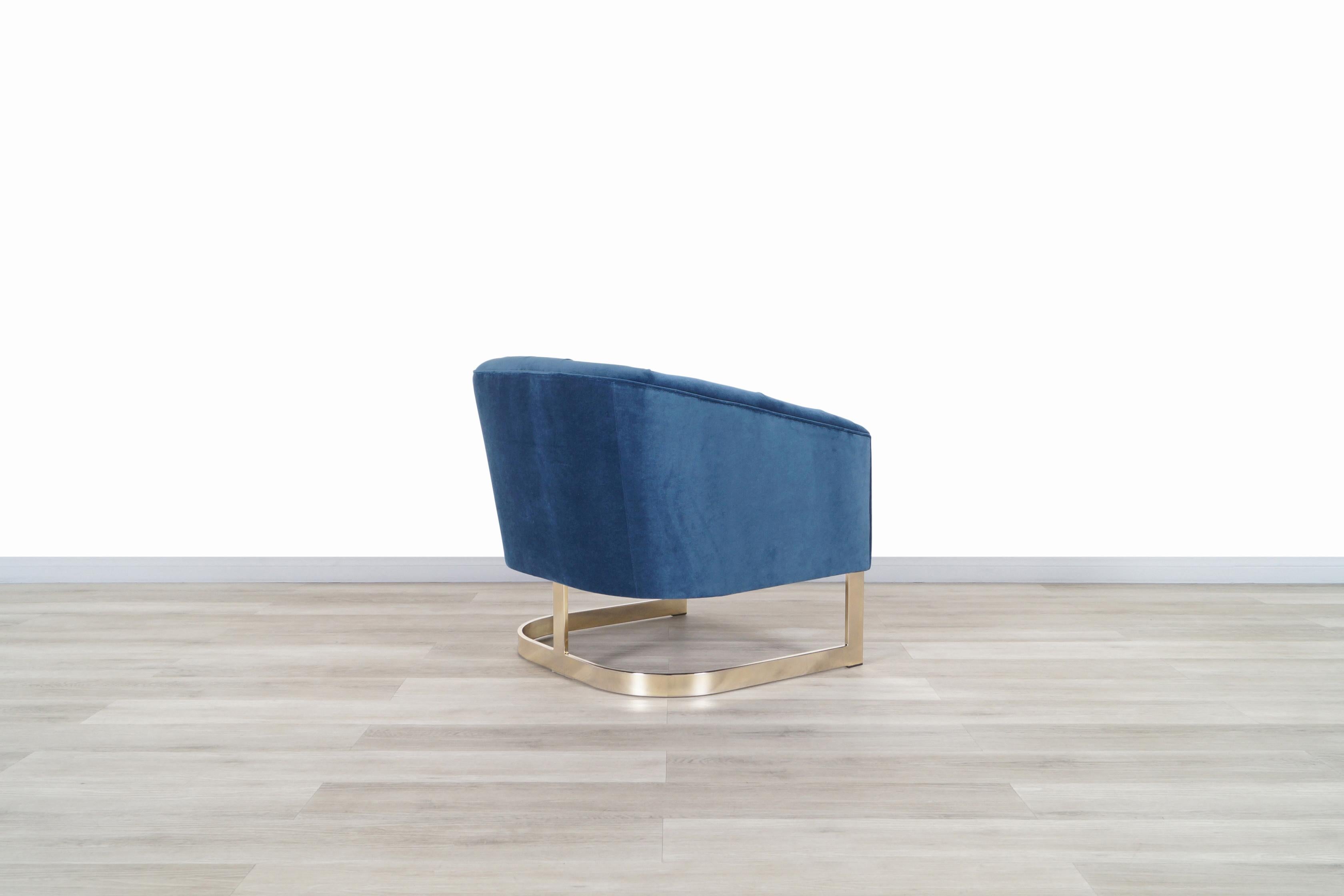Vintage Brass Lounge Chairs Attributed to Milo Baughman 3