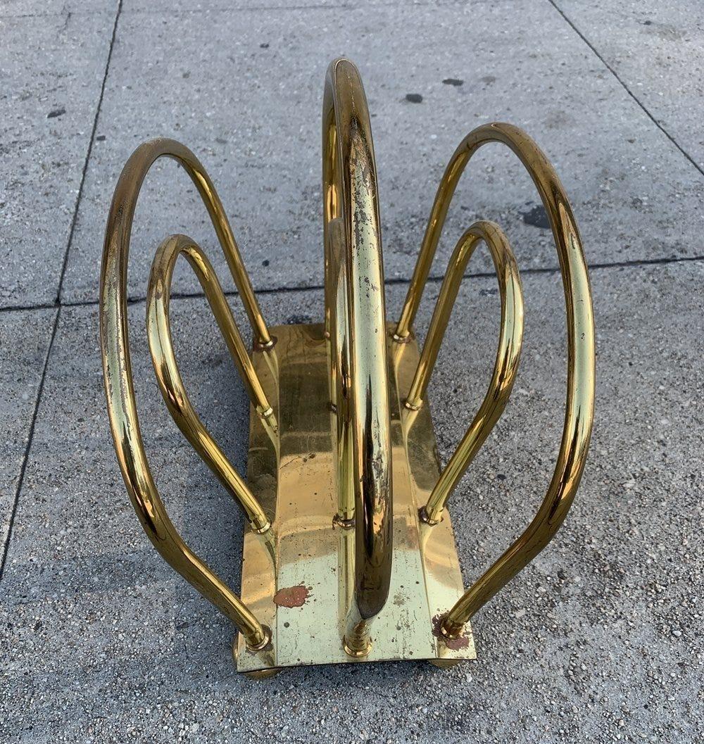 Vintage Brass Magazine Rack in the Dorothy Thorpe Style 2