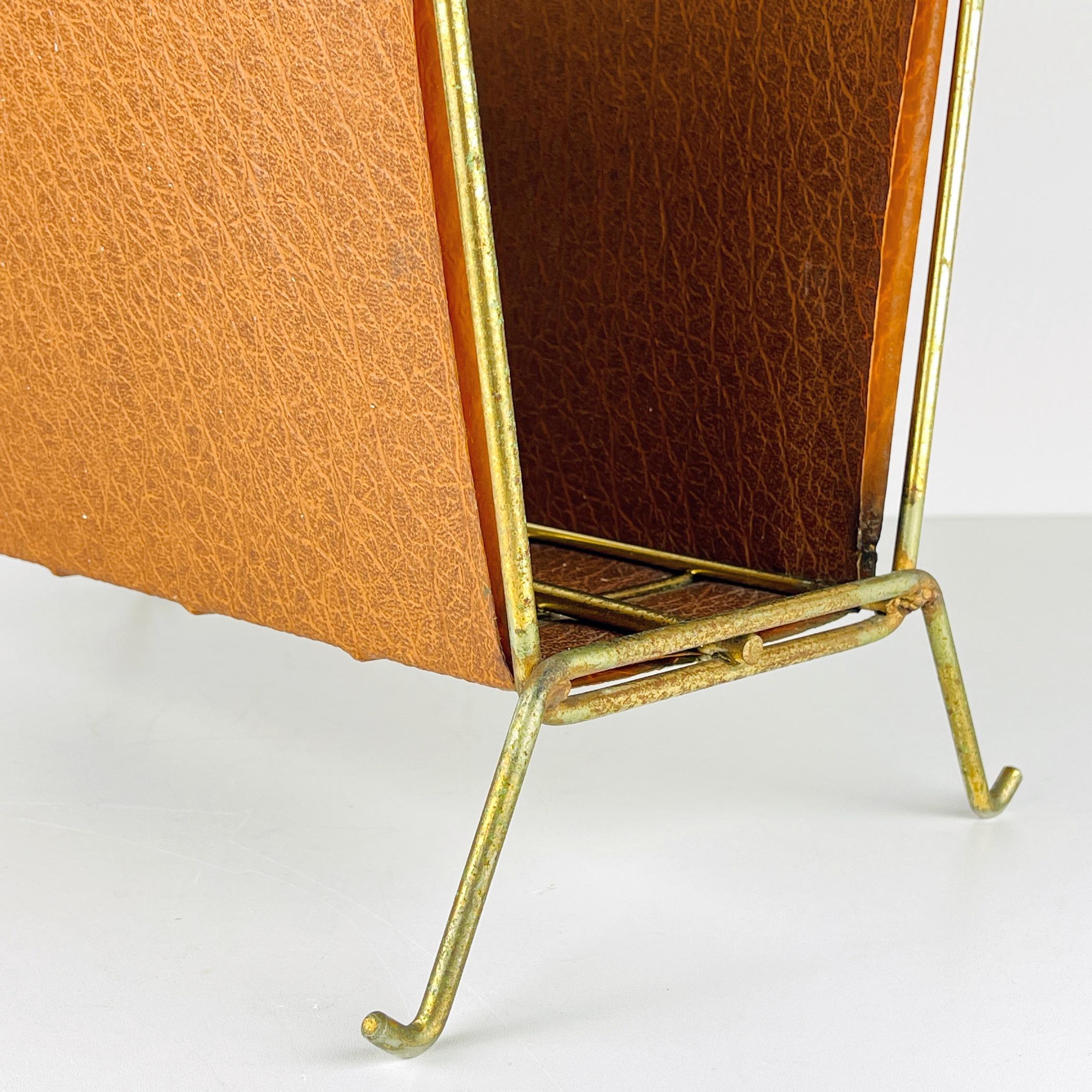 Vintage Brass Magazine Rack Italy 60s For Sale 5