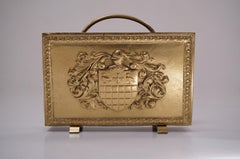 Vintage Brass Magazine Rack, Knight and Shield, 1930s, English