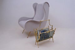 Vintage Brass Magazine Rack, Maison Baguès, circa 1960s, French